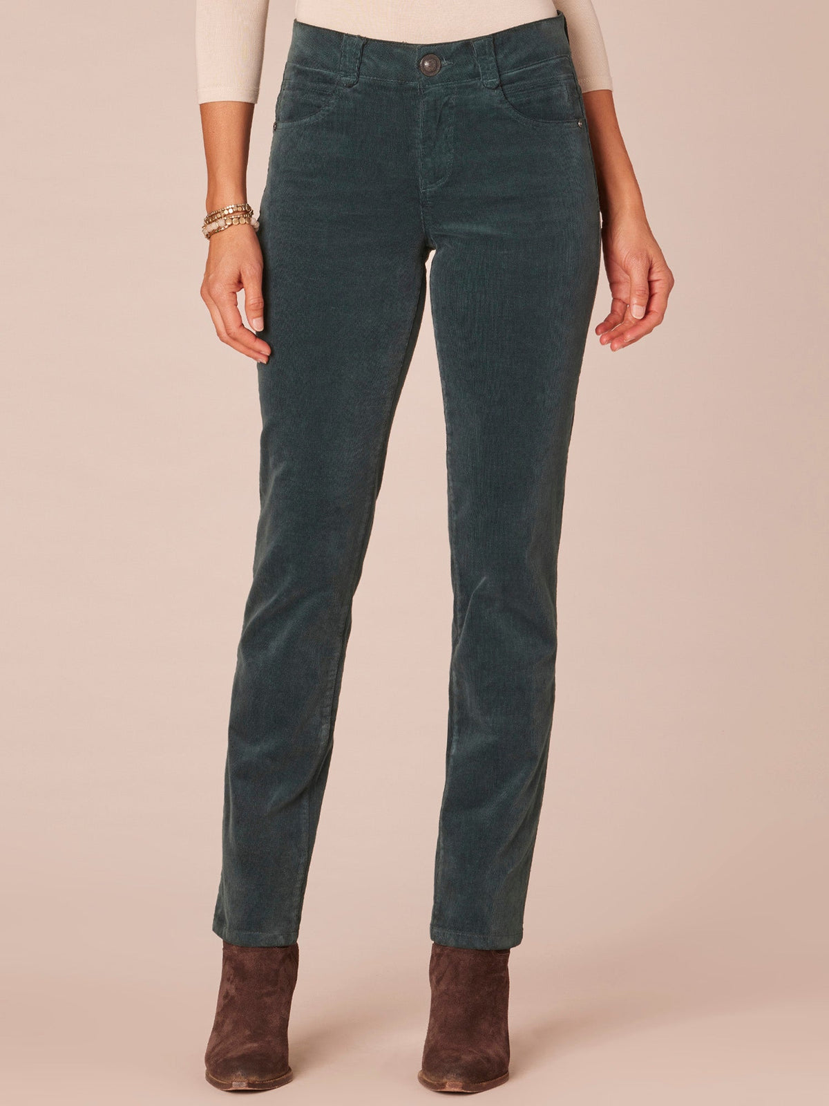 Democracy Clothing "Ab"solution® Mid-Rise Corduroy Straight Leg Pants - Black|Candied Walnut|Espresso|Blue Pine|Dark Roast|Fig Jam|Roasted Pecan|Raw Umber|Blanched Almond|Deep Pine