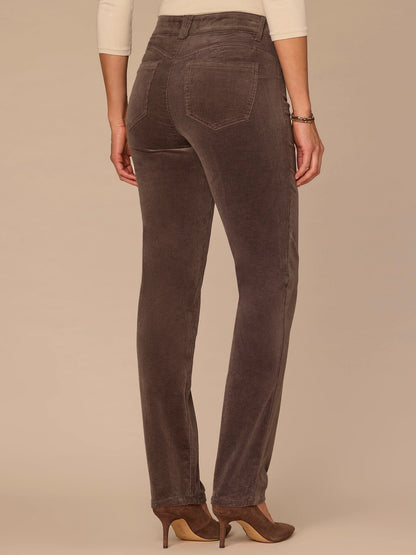 Democracy Clothing "Ab"solution® Mid-Rise Corduroy Straight Leg Pants - Black|Candied Walnut|Espresso|Blue Pine|Dark Roast|Fig Jam|Roasted Pecan|Raw Umber|Blanched Almond|Deep Pine