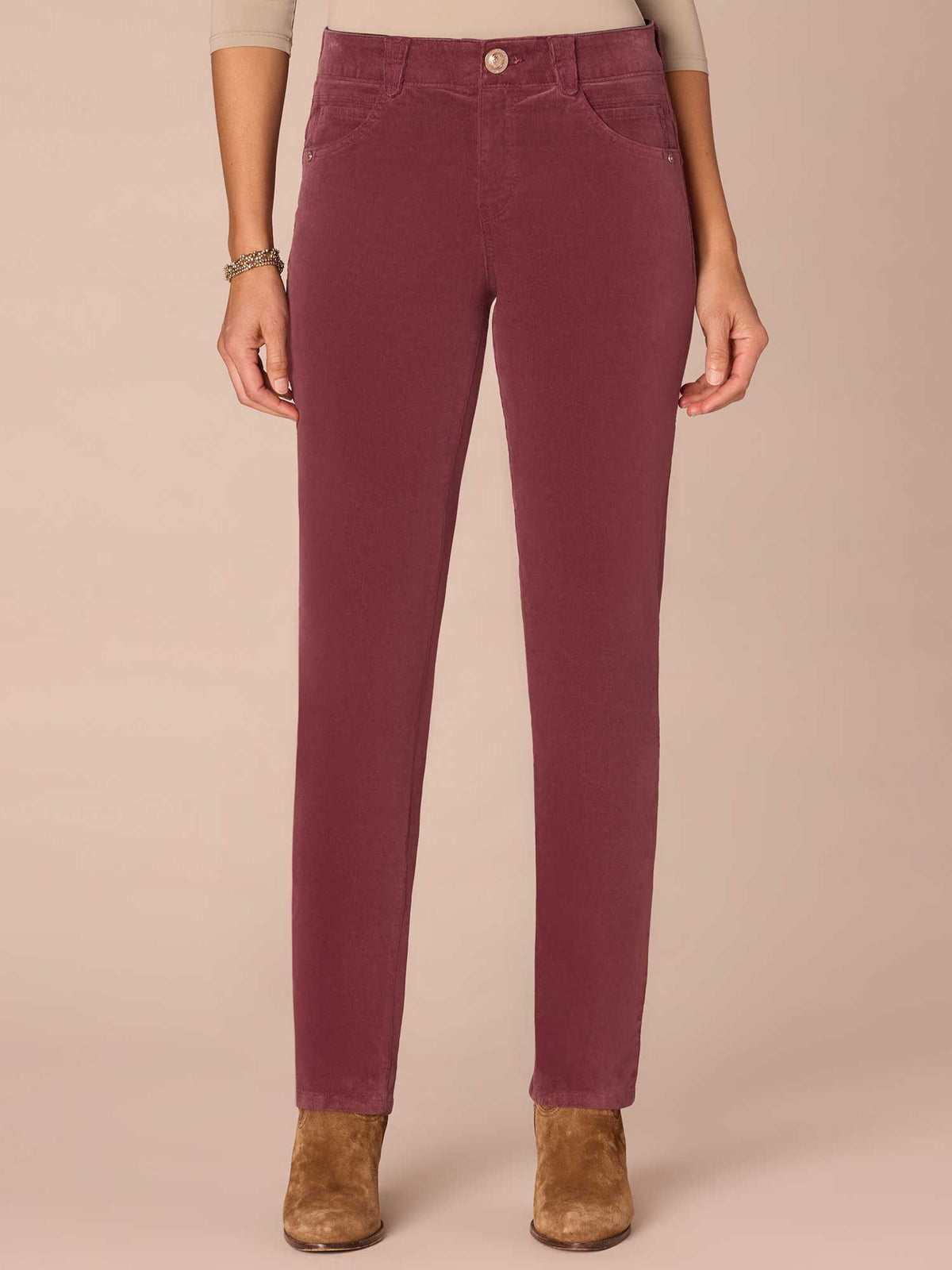 Democracy Clothing "Ab"solution® Mid-Rise Corduroy Straight Leg Pants - Black|Candied Walnut|Espresso|Blue Pine|Dark Roast|Fig Jam|Roasted Pecan|Raw Umber|Blanched Almond|Deep Pine