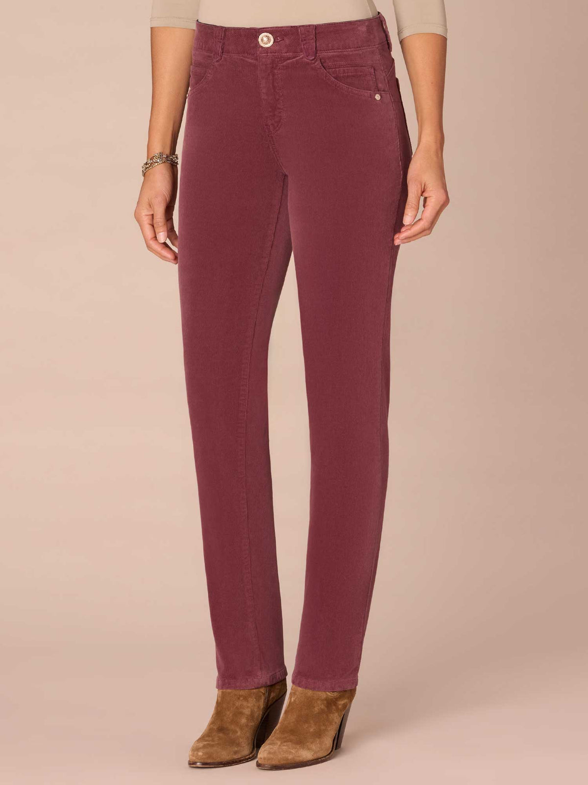 Democracy Clothing "Ab"solution® Petite Corduroy Straight Leg Pants - Candied Walnut|Espresso|Blue Pine|Blanched Almond|Fig Jam|Raw Umber|Deep Pine|Dark Roast|Black