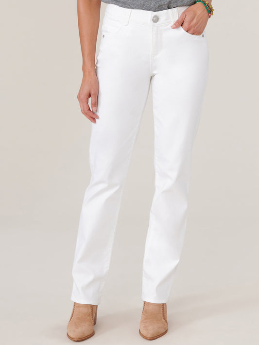 Democracy Clothing "Ab"solution® Petite White Straight Leg Jeans - Optic White Denim