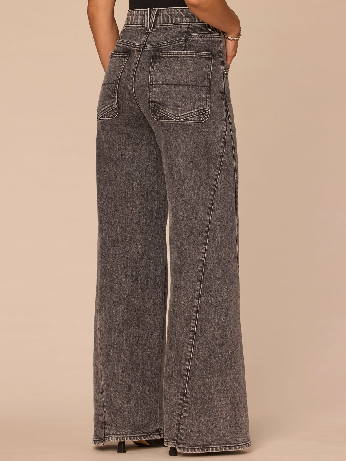 Democracy Clothing "Ab"solution® Skyrise Spliced Step Hem Wide Leg Jeans - Washed Black Denim