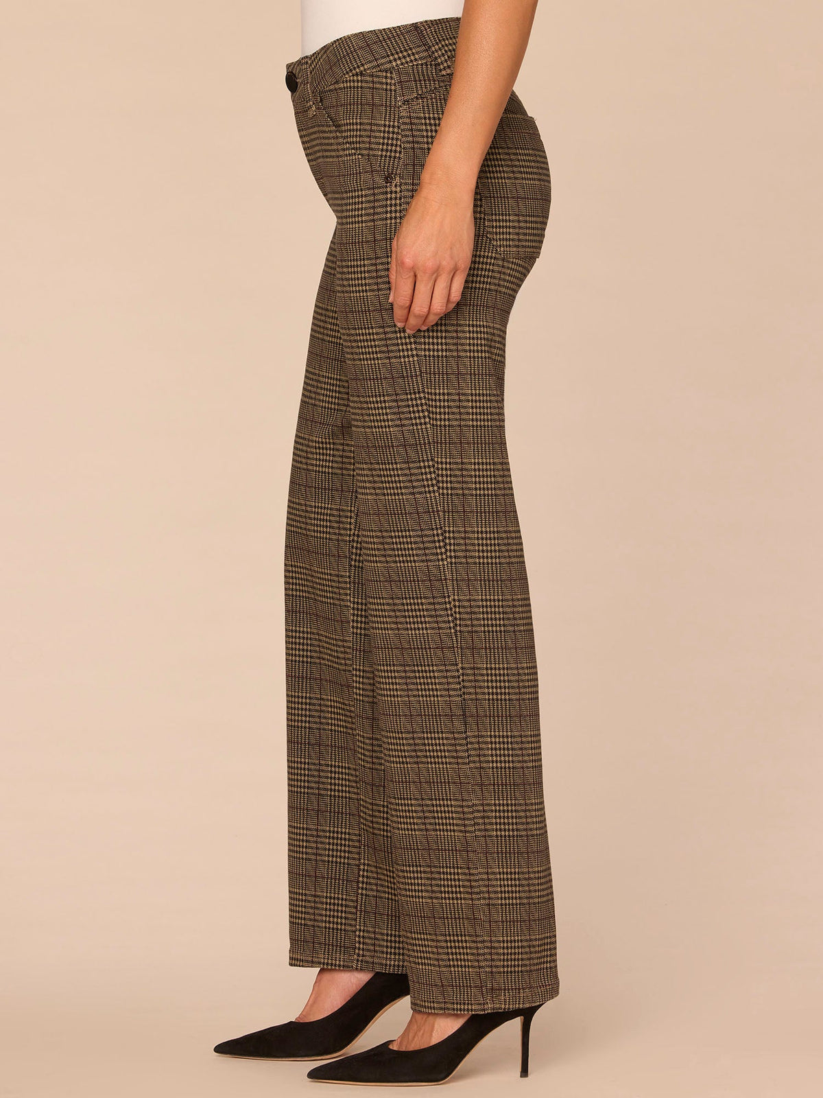 Democracy Clothing "Ab"solution® Mid-Rise Slash Pocket Plaid Print Straight Leg Pants - Golden Sugar Multi