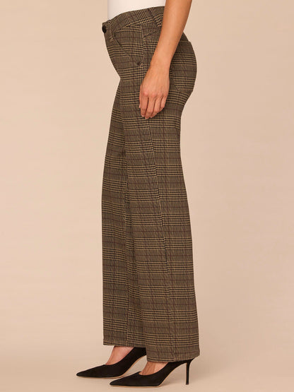 Democracy Clothing "Ab"solution® Mid-Rise Slash Pocket Plaid Print Straight Leg Pants - Golden Sugar Multi