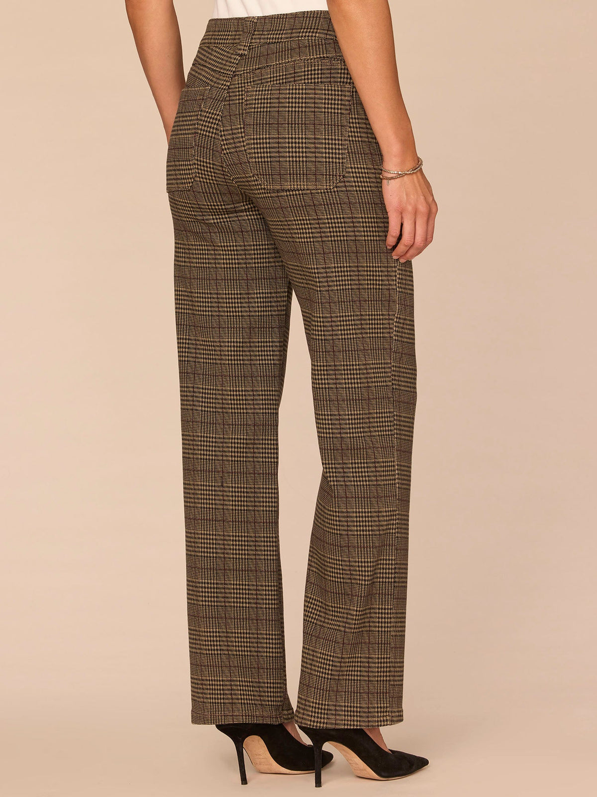 Democracy Clothing "Ab"solution® Mid-Rise Slash Pocket Plaid Print Straight Leg Pants - Golden Sugar Multi