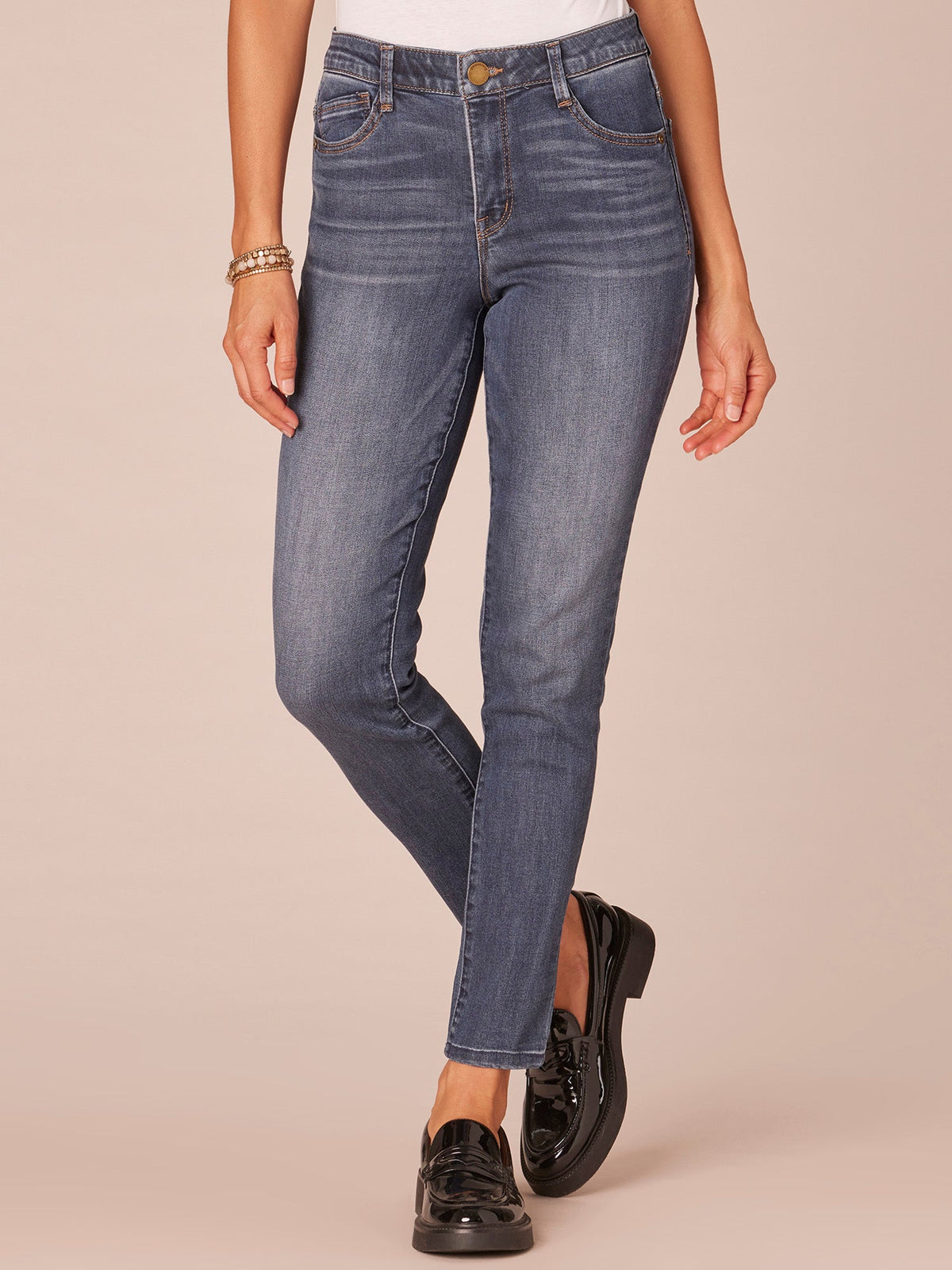 Democracy Clothing "Ab"solution High Rise Ankle Length Petite Jeans - Blue Denim