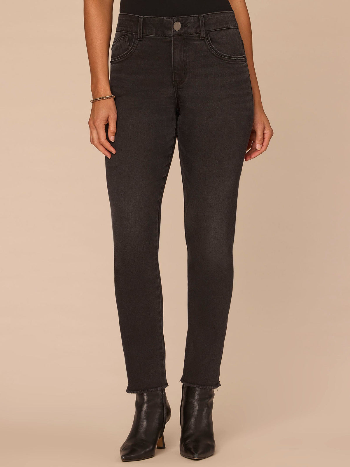 Democracy Clothing "Ab"solution® High Rise Washed Black Seamless Petite Cigarette Jeans - Washed Black Artisanal Denim