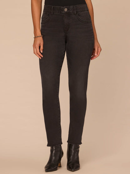 Democracy Clothing "Ab"solution® High Rise Washed Black Seamless Petite Cigarette Jeans - Washed Black Artisanal Denim