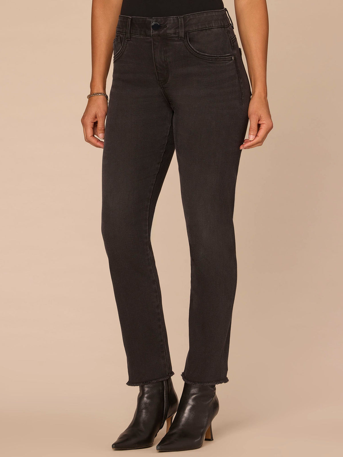 Democracy Clothing "Ab"solution® High Rise Washed Black Seamless Petite Cigarette Jeans - Washed Black Artisanal Denim