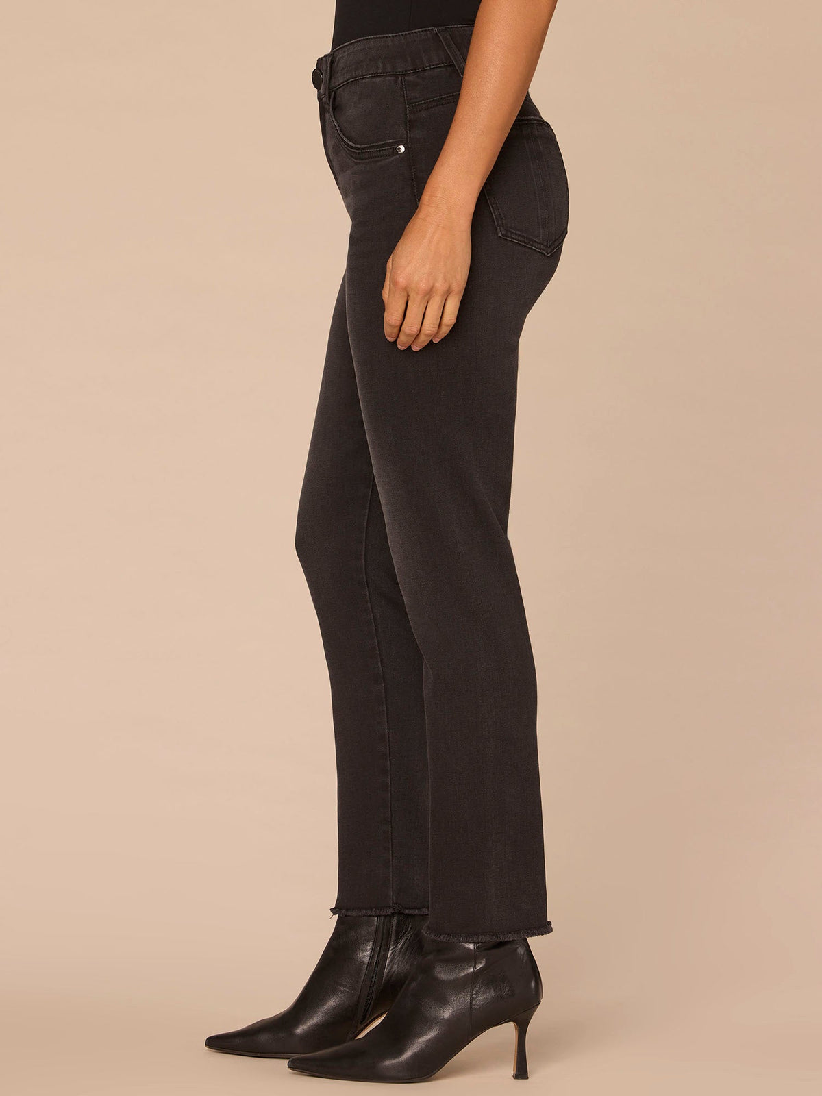 Democracy Clothing "Ab"solution® High Rise Washed Black Seamless Petite Cigarette Jeans - Washed Black Artisanal Denim