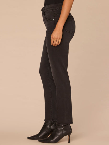 Democracy Clothing "Ab"solution® High Rise Washed Black Seamless Petite Cigarette Jeans - Washed Black Artisanal Denim