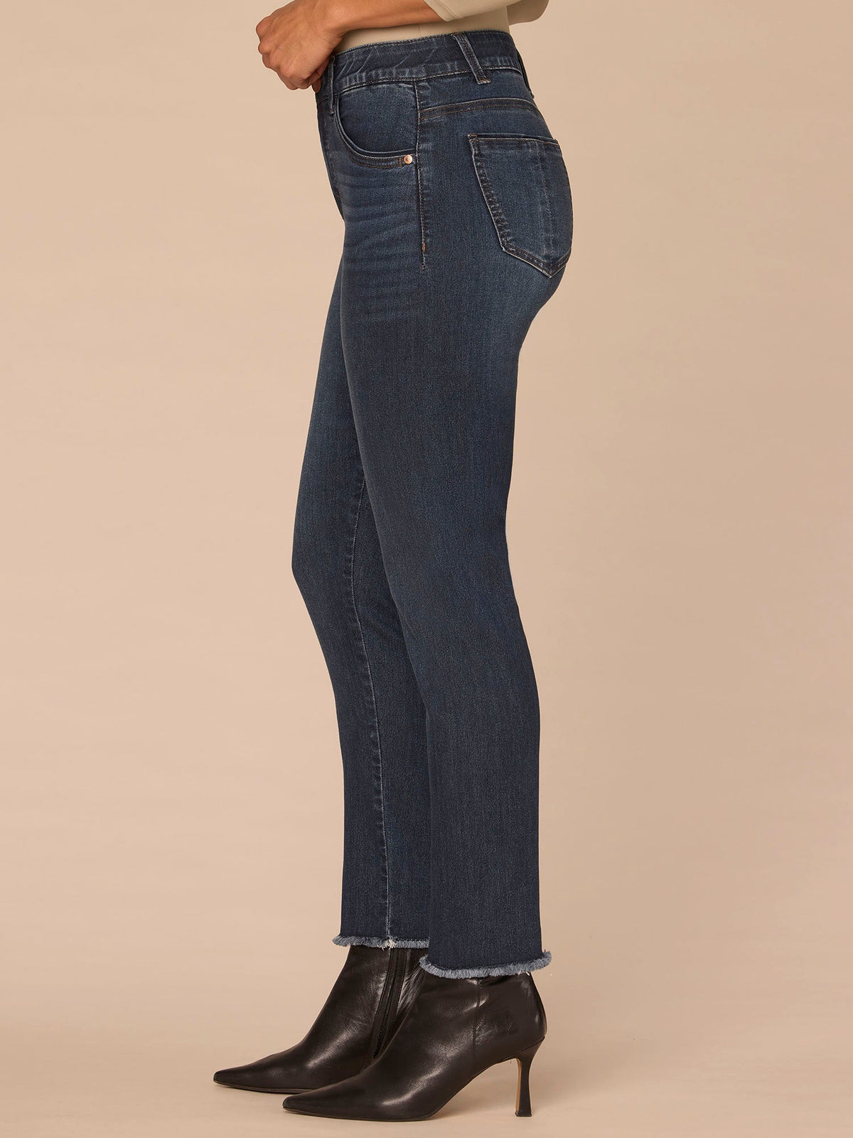 Democracy Clothing "Ab"solution® High Rise Seamless Frayed Hem Cigarette Jeans - Indigo Denim