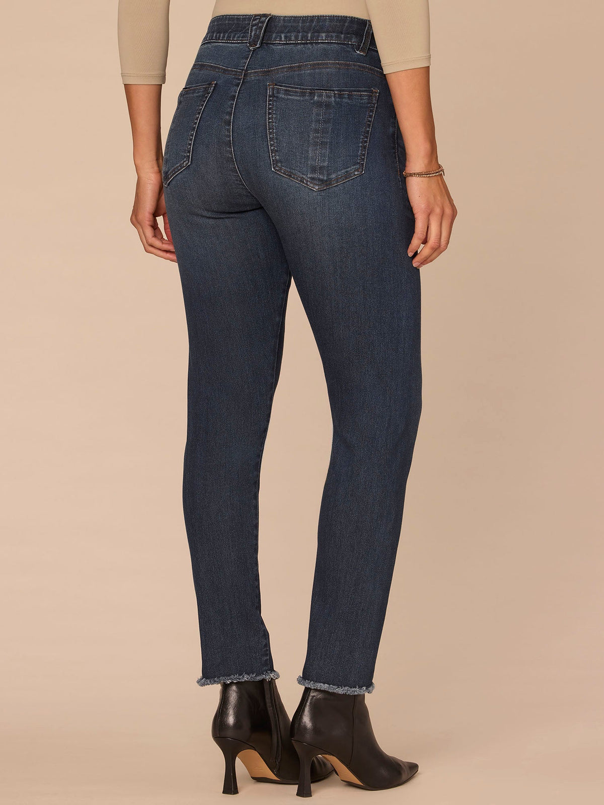 Democracy Clothing "Ab"solution® High Rise Seamless Frayed Hem Cigarette Jeans - Indigo Denim