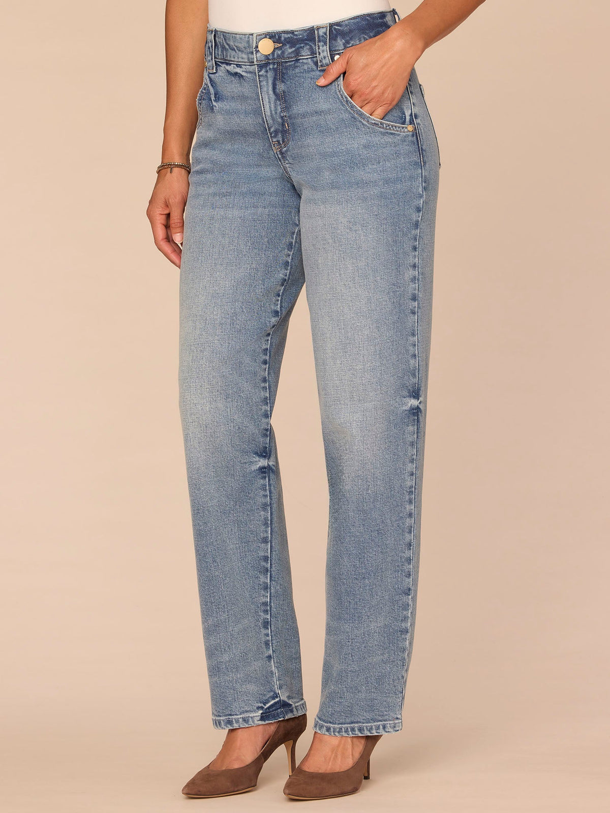 Democracy Clothing "Ab"solution® High Rise Light Blue Artisanal Stovepipe Jeans - Light Blue Artisanal Denim
