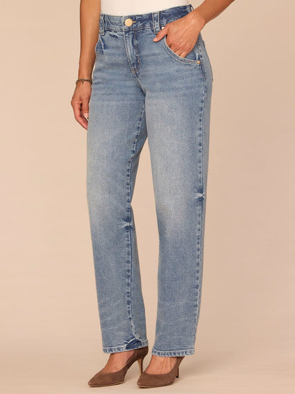 Democracy Clothing "Ab"solution® High Rise Light Blue Artisanal Stovepipe Jeans - Light Blue Artisanal Denim