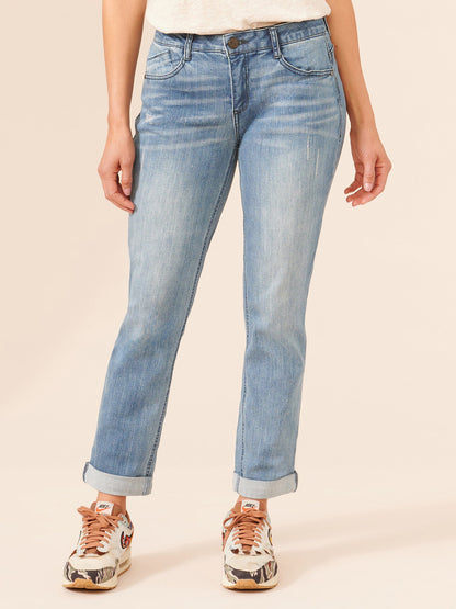 Democracy Clothing "Ab"solution® Petite Blue Denim Girlfriend Jeans - Blue Denim