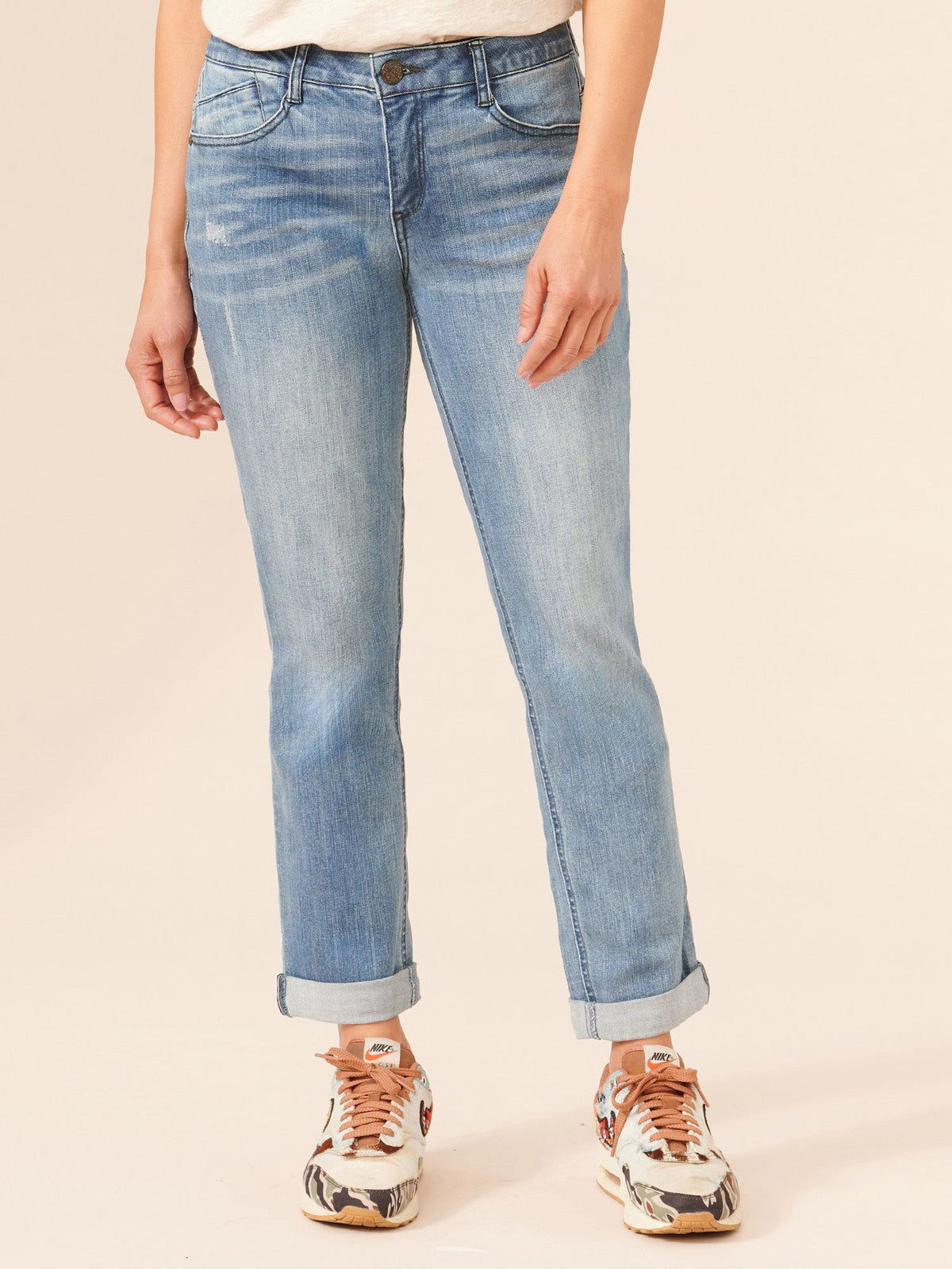 Democracy Clothing "Ab"solution® Petite Blue Denim Girlfriend Jeans - Blue Denim