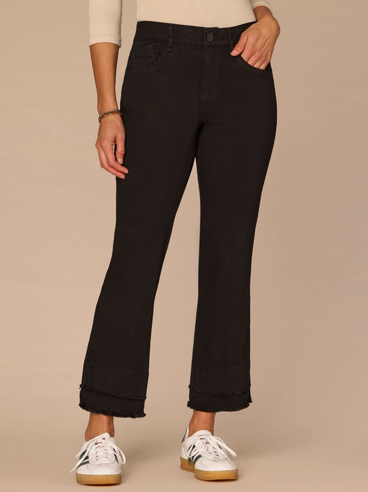 Democracy Clothing "Ab"solution® Mid-Rise Double Layer Fray Hem Kick Flare Petite Jeans - Black Denim