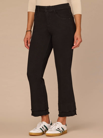 Democracy Clothing "Ab"solution® Mid-Rise Double Layer Fray Hem Kick Flare Petite Jeans - Black Denim