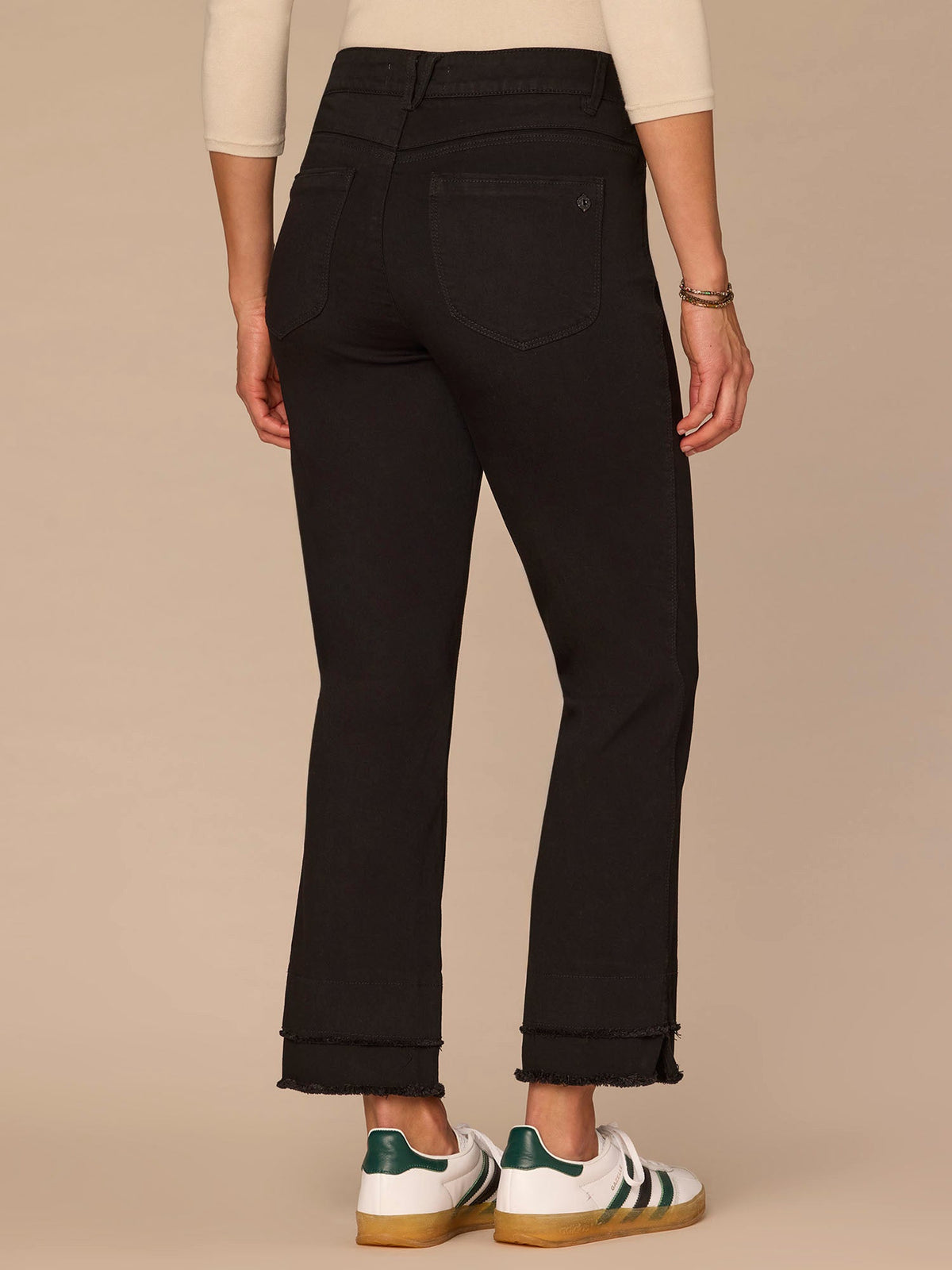 Democracy Clothing "Ab"solution® Mid-Rise Double Layer Fray Hem Kick Flare Petite Jeans - Black Denim