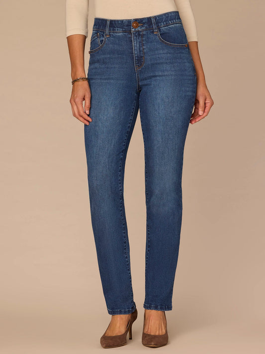 Democracy Clothing "Ab"solution® High Rise Straight Leg Jeans in Blue - Blue Denim