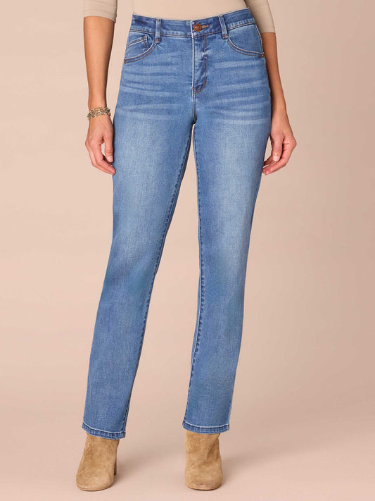 Democracy Clothing "Ab"solution® High Rise Straight Leg REPREVE® Jeans - Mid Blue Denim