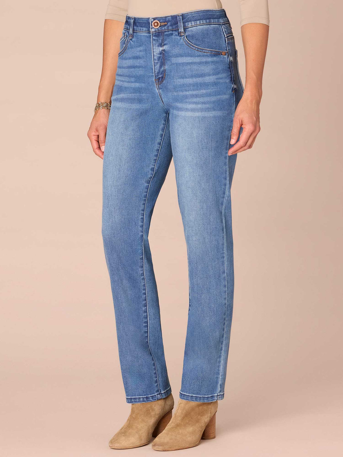 Democracy Clothing "Ab"solution® High Rise Straight Leg REPREVE® Jeans - Mid Blue Denim