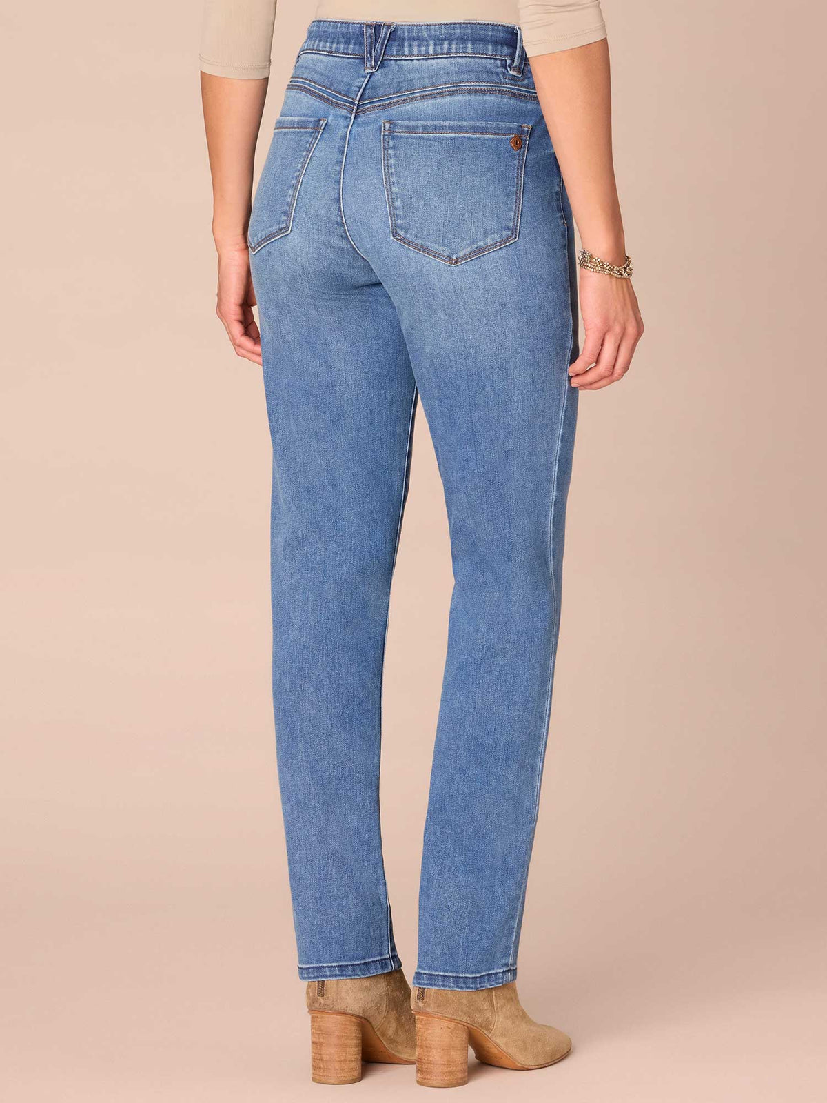 Democracy Clothing "Ab"solution® High Rise Straight Leg REPREVE® Jeans - Mid Blue Denim