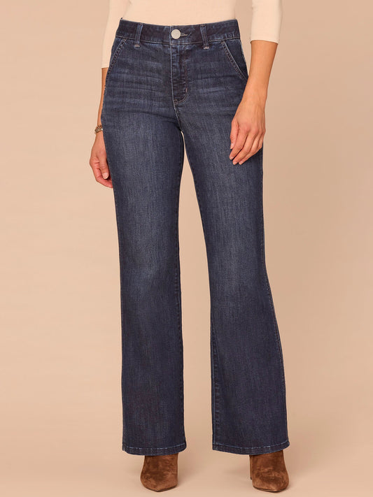 Democracy Clothing "Ab"solution® Skyrise Double Side Seam Petite Trouser Bootcut Jeans - Indigo Denim