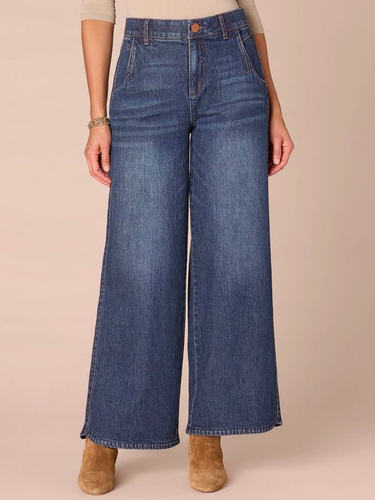 Democracy Clothing “Ab”solution® Skyrise Tulip Hem Blue Tall Wide Leg Jeans - Blue Denim
