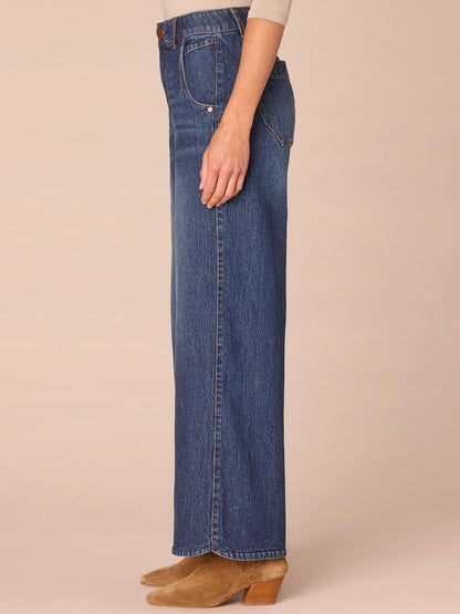 Democracy Clothing “Ab”solution® Skyrise Tulip Hem Blue Wide Leg Jeans - Blue Denim