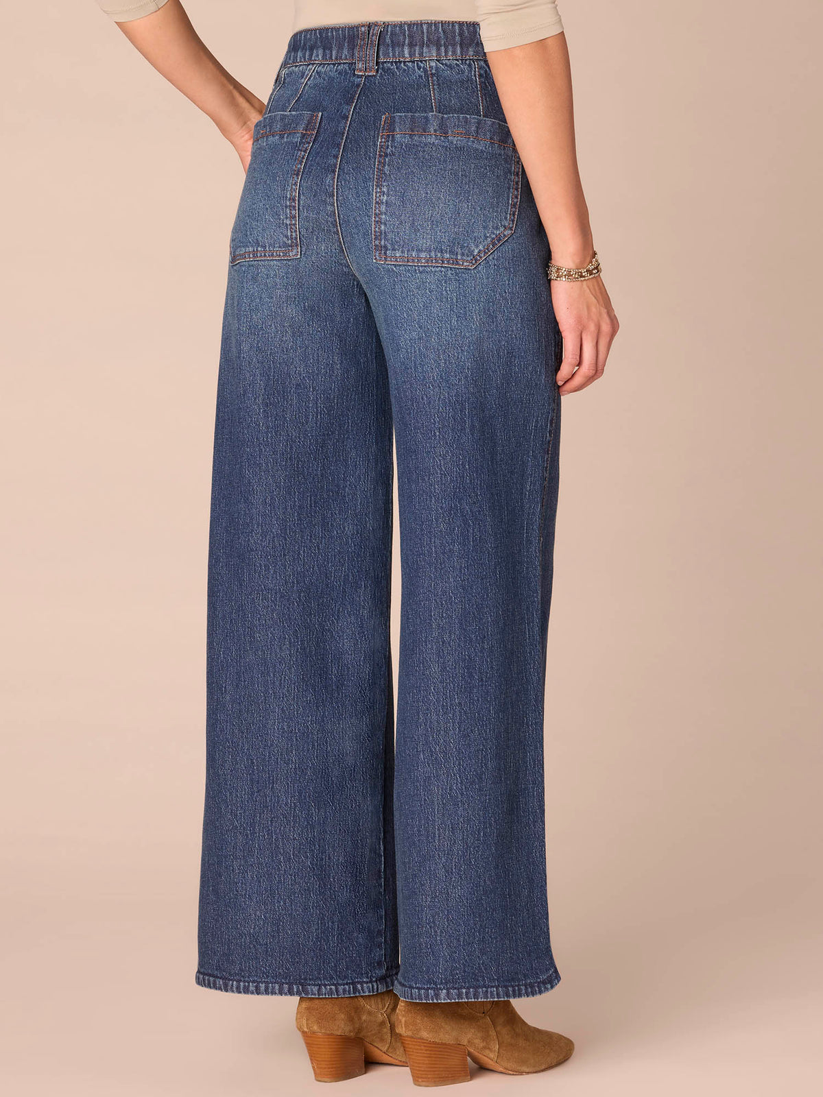 Democracy Clothing “Ab”solution® Skyrise Tulip Hem Blue Wide Leg Jeans - Blue Denim