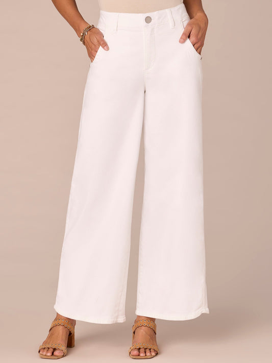 Democracy Clothing "Ab"solution Skyrise Dart Seam Wide Leg Jeans with Tulip Hem - Optic White Denim