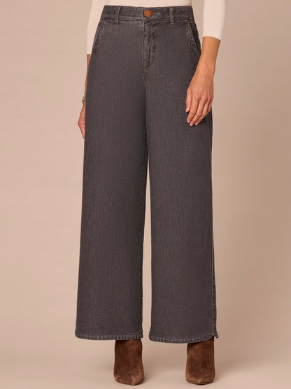 Democracy Clothing "Ab"solution® Skyrise Tulip Hem Wide Leg Jeans with Curved Pockets - Grey Denim