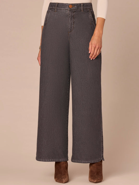 Democracy Clothing "Ab"solution® Skyrise Tulip Hem Wide Leg Jeans with Curved Pockets - Grey Denim