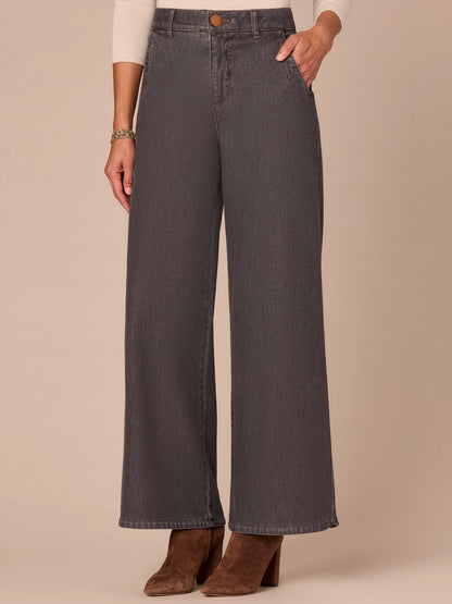 Democracy Clothing "Ab"solution® Skyrise Tulip Hem Wide Leg Jeans with Curved Pockets - Grey Denim