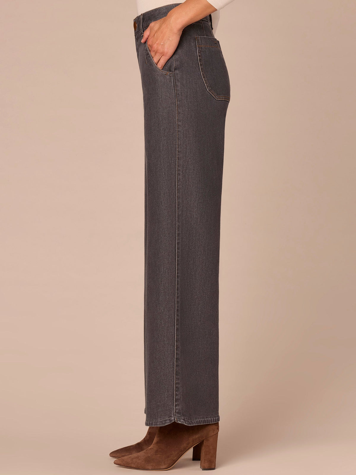 Democracy Clothing "Ab"solution® Skyrise Tulip Hem Wide Leg Jeans with Curved Pockets - Grey Denim