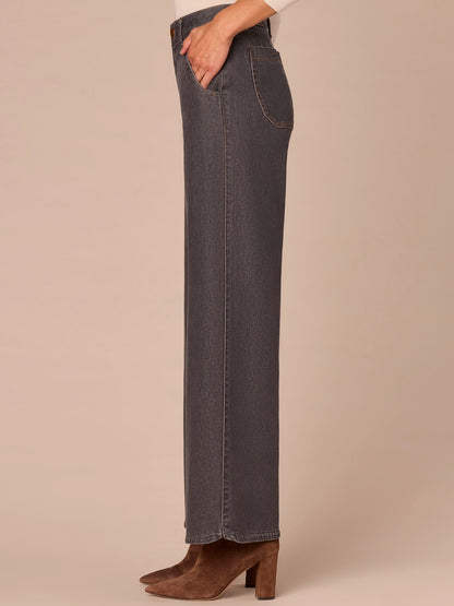 Democracy Clothing "Ab"solution® Skyrise Tulip Hem Wide Leg Jeans with Curved Pockets - Grey Denim