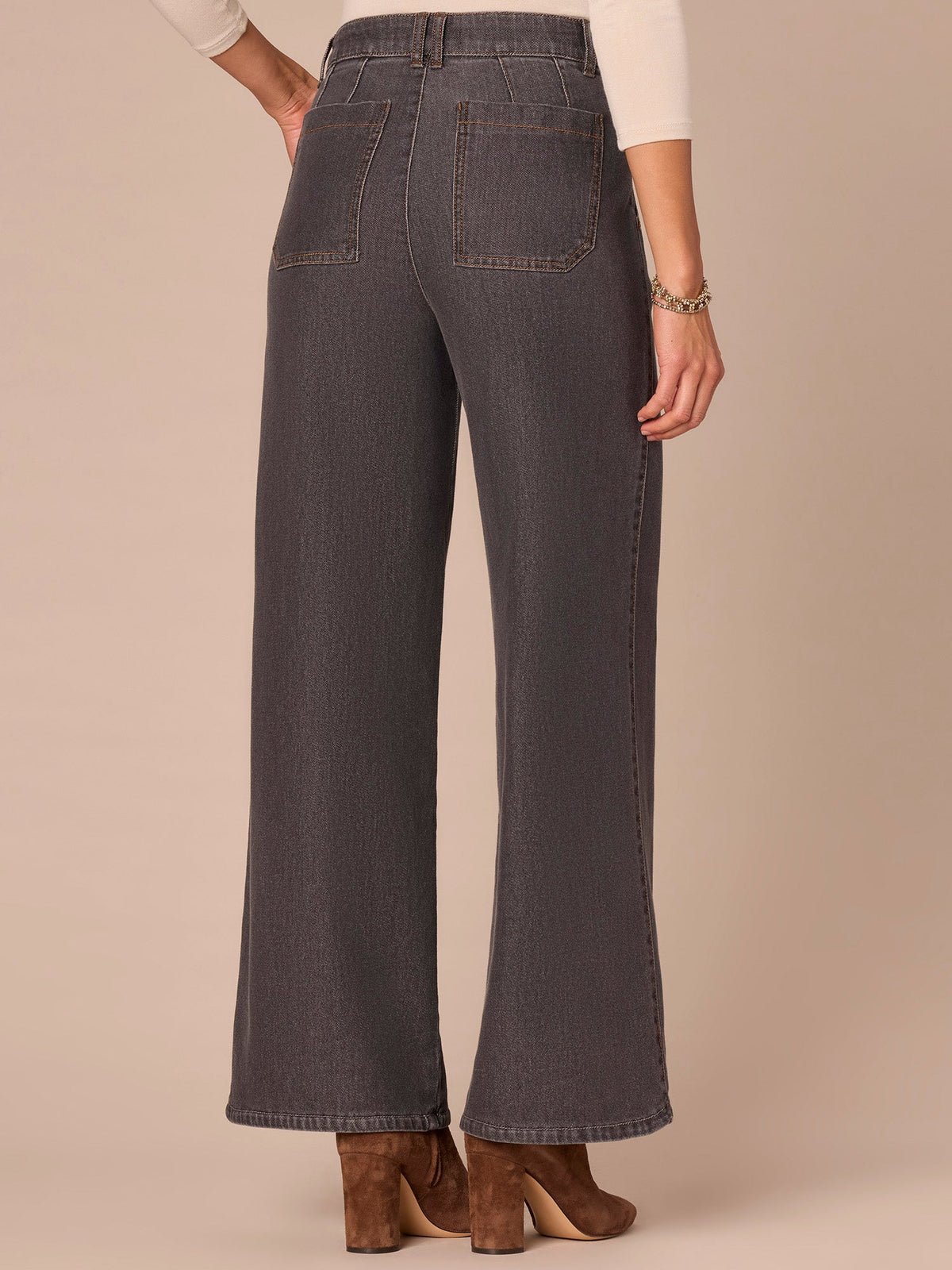 Democracy Clothing "Ab"solution® Skyrise Tulip Hem Wide Leg Jeans with Curved Pockets - Grey Denim