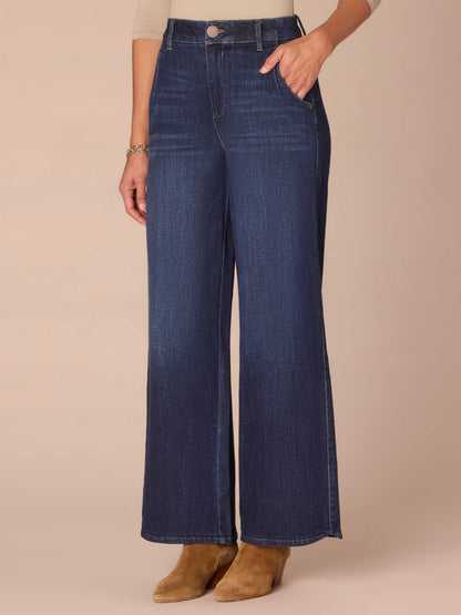 Democracy Clothing "Ab"solution® Skyrise Curved Pocket Wide Leg Tall Jeans with Tulip Hem - Indigo Denim