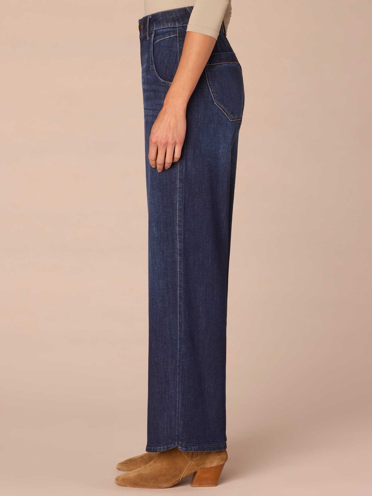 Democracy Clothing "Ab"solution® Skyrise Curved Pocket Wide Leg Tall Jeans with Tulip Hem - Indigo Denim
