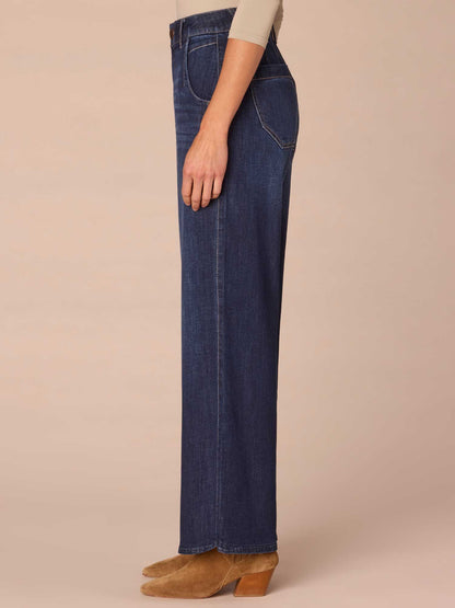 Democracy Clothing "Ab"solution® Skyrise Curved Pocket Wide Leg Tall Jeans with Tulip Hem - Indigo Denim