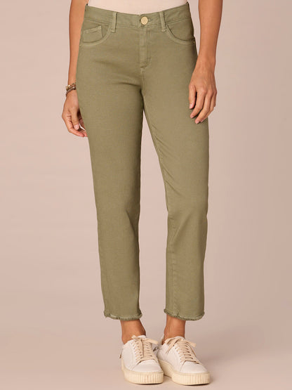 Democracy Clothing "Ab"solution® Colored Slim Straight Cascading "D" Pants - Forest Moss|Brown|Fig Jam|Icy Blue|Lily Pad|Optic White|Pale Stone|Rose Bloom|Wheat|Duffel Green