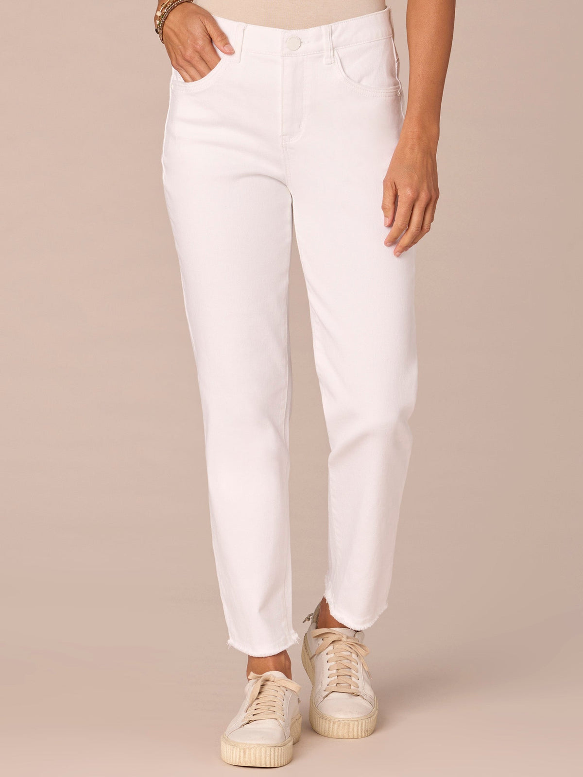 Democracy Clothing "Ab"solution® Colored Slim Straight Cascading "D" Pants - Forest Moss|Brown|Fig Jam|Icy Blue|Lily Pad|Optic White|Pale Stone|Rose Bloom|Wheat|Duffel Green