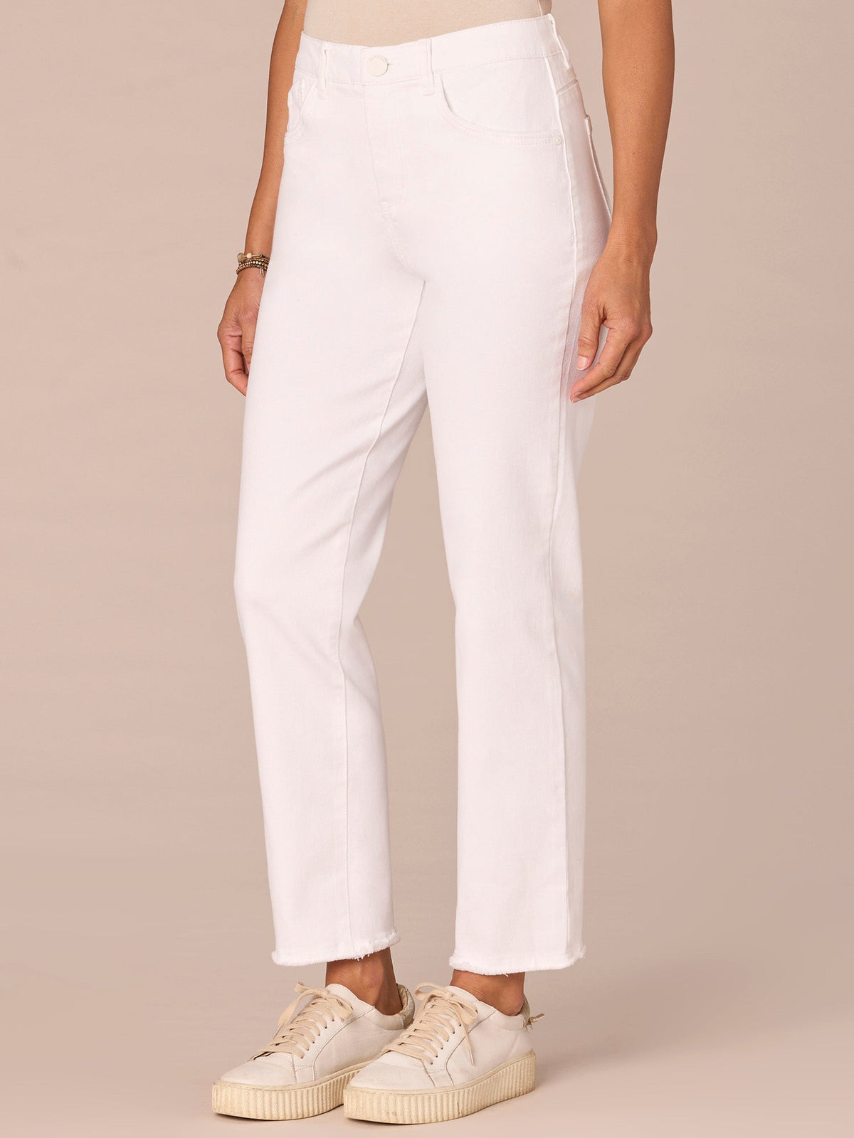 Democracy Clothing "Ab"solution® Colored Slim Straight Cascading "D" Pants - Forest Moss|Brown|Fig Jam|Icy Blue|Lily Pad|Optic White|Pale Stone|Rose Bloom|Wheat|Duffel Green