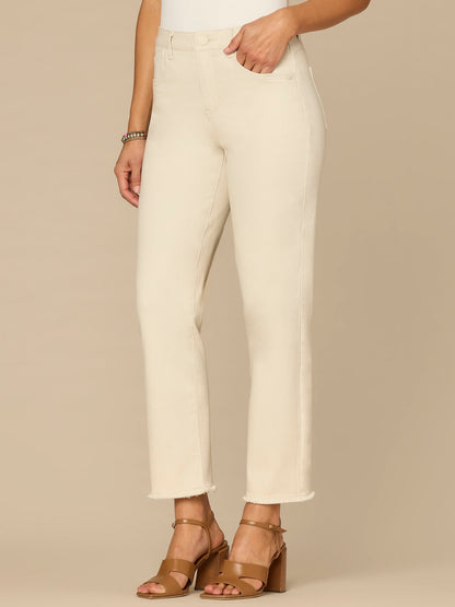Democracy Clothing "Ab"solution® Colored Slim Straight Cascading "D" Pants - Forest Moss|Brown|Fig Jam|Icy Blue|Lily Pad|Optic White|Pale Stone|Rose Bloom|Wheat|Duffel Green