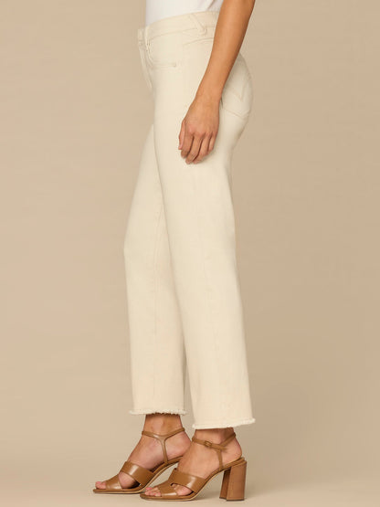 Democracy Clothing "Ab"solution® Colored Slim Straight Cascading "D" Pants - Forest Moss|Brown|Fig Jam|Icy Blue|Lily Pad|Optic White|Pale Stone|Rose Bloom|Wheat|Duffel Green
