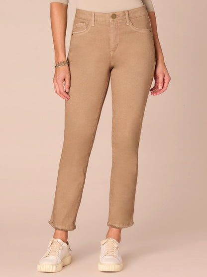Democracy Clothing "Ab"solution® Colored Slim Straight Cascading "D" Pants - Forest Moss|Brown|Fig Jam|Icy Blue|Lily Pad|Optic White|Pale Stone|Rose Bloom|Wheat|Duffel Green