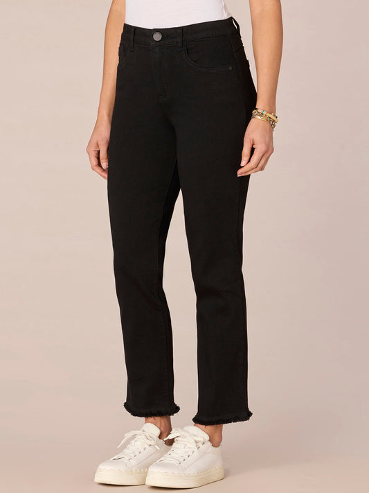 Democracy Clothing "Ab"solution High Rise Cascading "D" Pocket Slim Straight Jeans - Black Denim