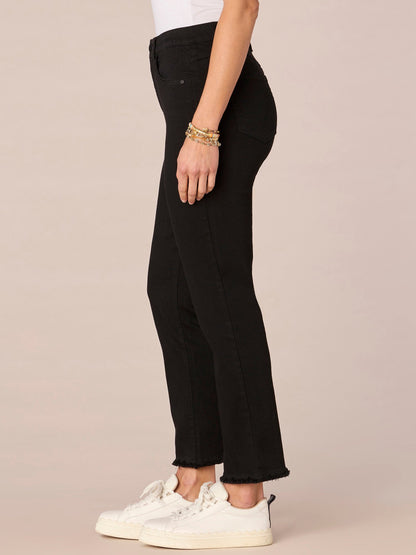 Democracy Clothing "Ab"solution High Rise Cascading "D" Pocket Slim Straight Jeans - Black Denim